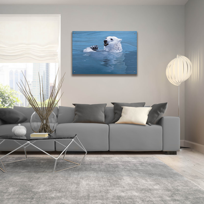 «Polar Bear» par Ron Parker, art mural en verre acrylique, H 24 po x l 36 po x P 0,2 po