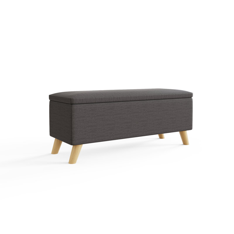Caver 98cm Wide Rectangle Solid Colour Ottoman with Storage, Charcoal