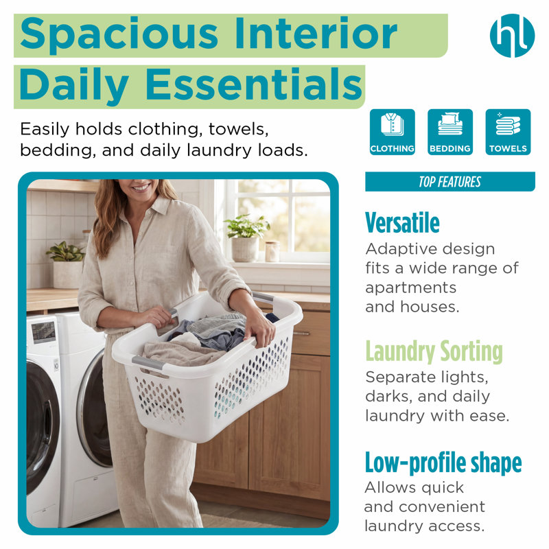 Panier à linge Home Logic 1,75 Bu Hip Grip - paquet de 2