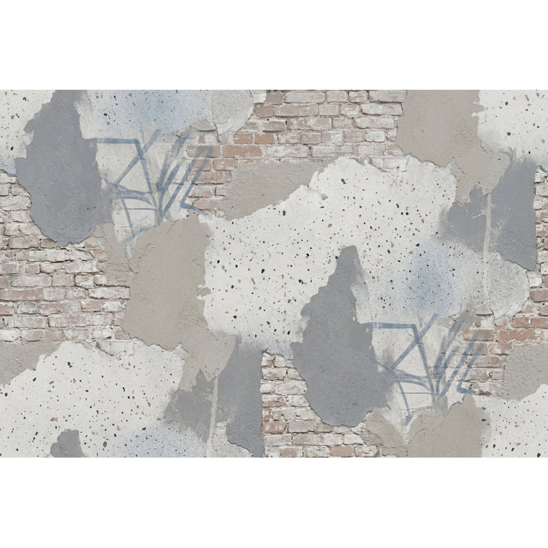 Papier peint texturé béton, 140 po x 108 po, Peler et coller