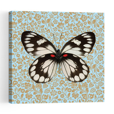 Elegant Butterfly Floral Pattern Abstract Contemporary Peaceful Butterfly Bird Moth Nature Flower Wall Art Print