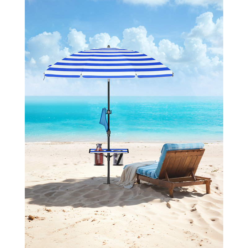 11cm Beach Parasol, Blue Striped