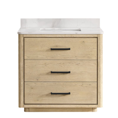 Porto 36'' Free Standing Single Bathroom Vanity with Calacatta Quartz Top -  Ebern Designs, E2C8C9680A004A6DB5E66FA7D822EA4F