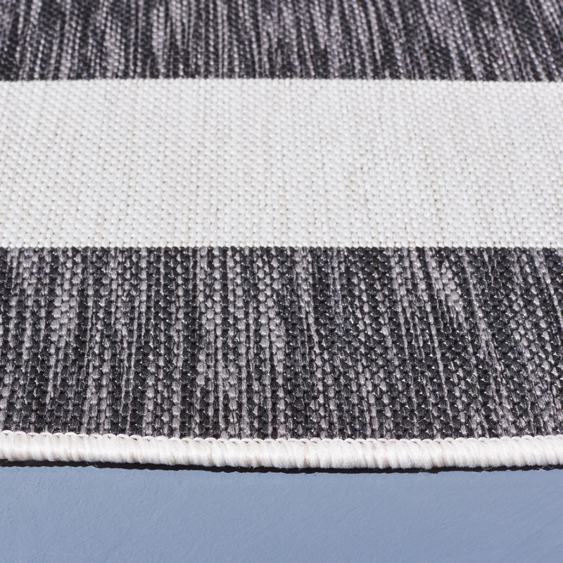 Areebah Performance Striped Indoor/Outdoor Area Rug, Square 6'7"