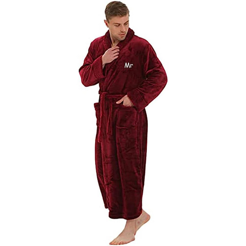 Peignoir mi-mollet avec poches Chandlerville, Oui, Wine-Mr, L