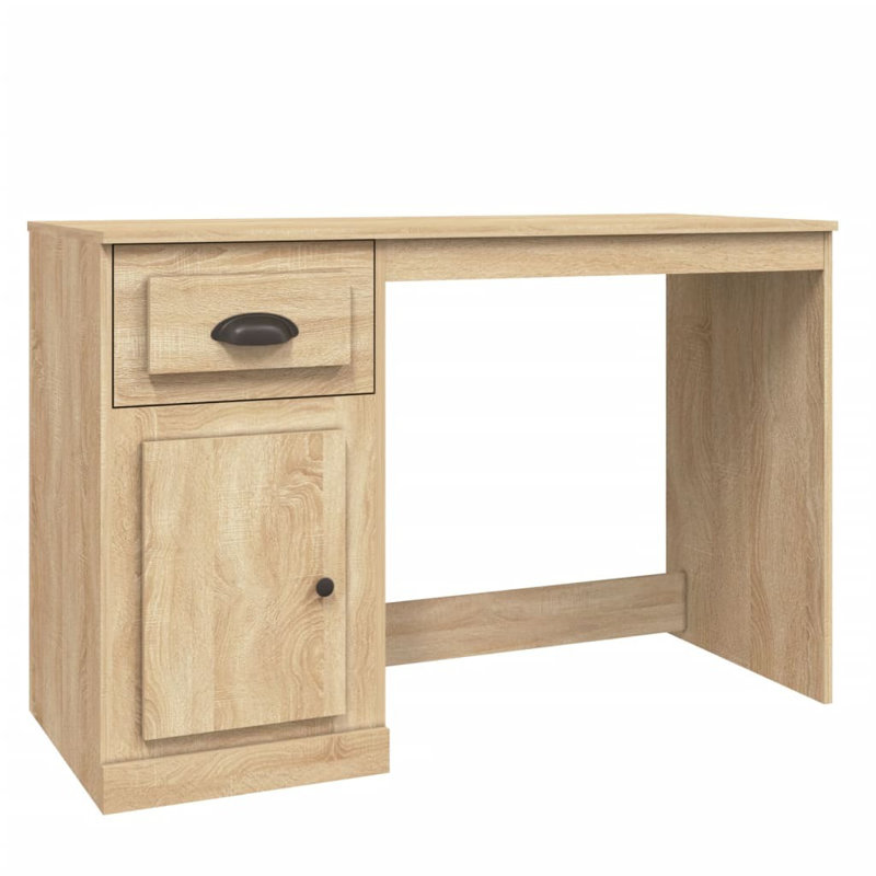 Serlin Solid Wood Base Writing Desk, Sonoma Oak