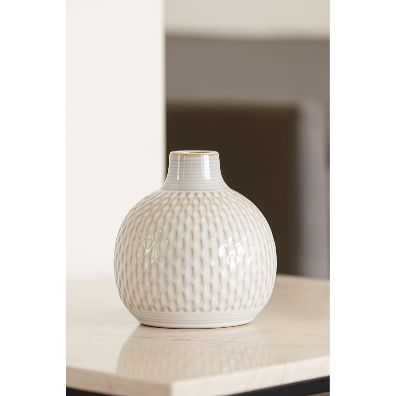 Notched Ceramic Bottle Vase