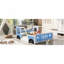 Lit plateforme double classique en forme de voiture avec roues, bleu