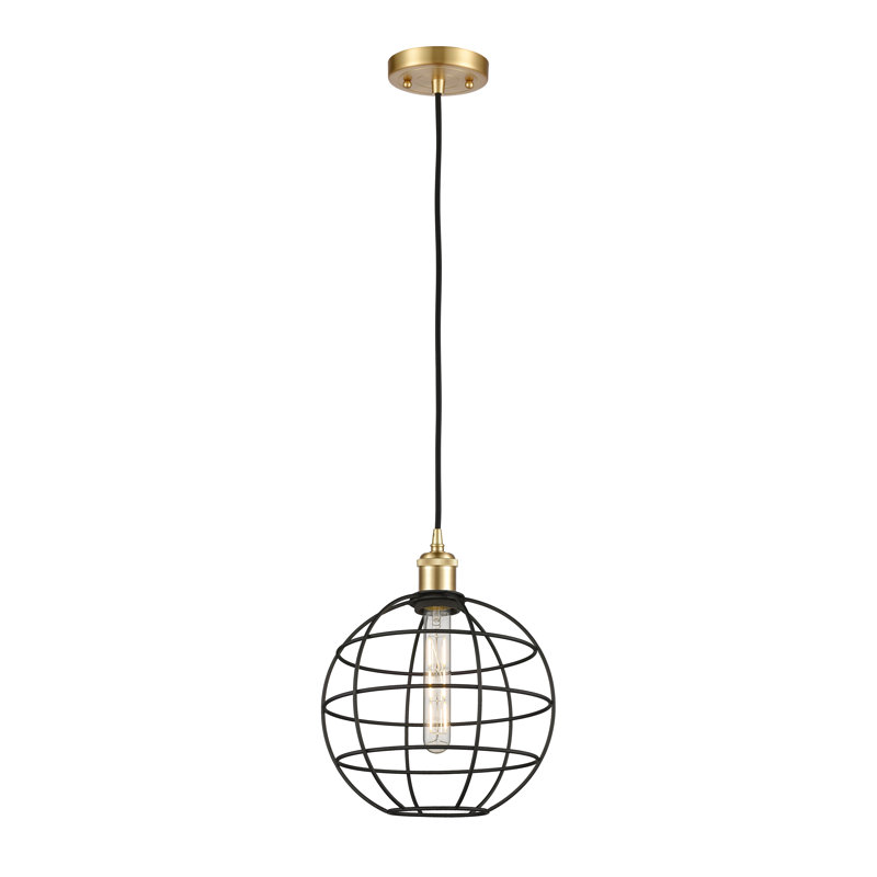 Luminaire suspendu à tige 1 lumière 16 po Ballston Lake Placid, H 132,5 po x l 10 po x P 10 po, Or satiné