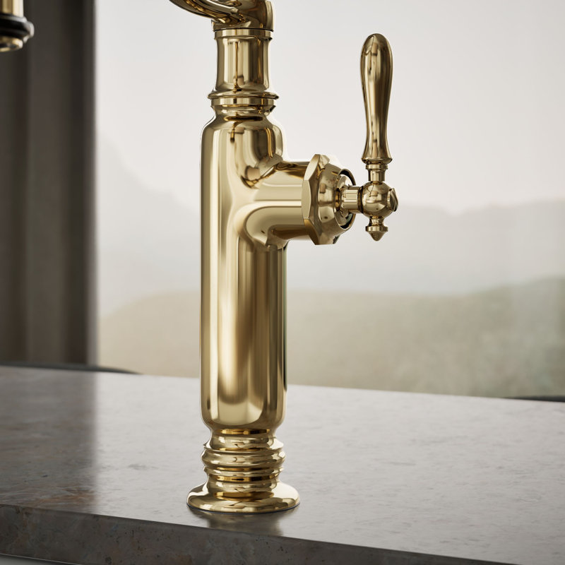 Tournant Single Handle Pull Down Kitchen Faucet, Vibrant French Gold