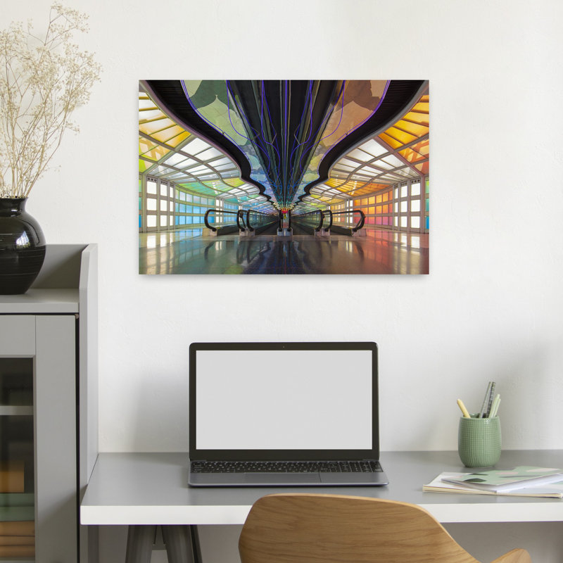 Walk Away Abstract Colorful Contemporary Architecture City Wall Art by Renee Doyle - Wrapped Canvas Print
