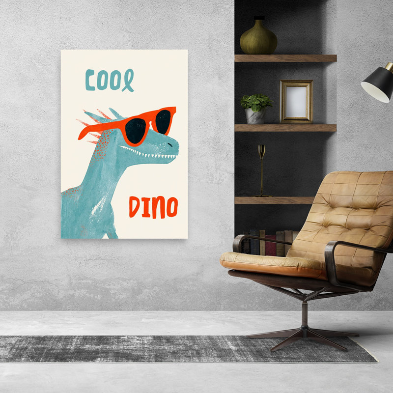 Art mural contemporain Cool Cool Dino, H 48 po x l 32 po