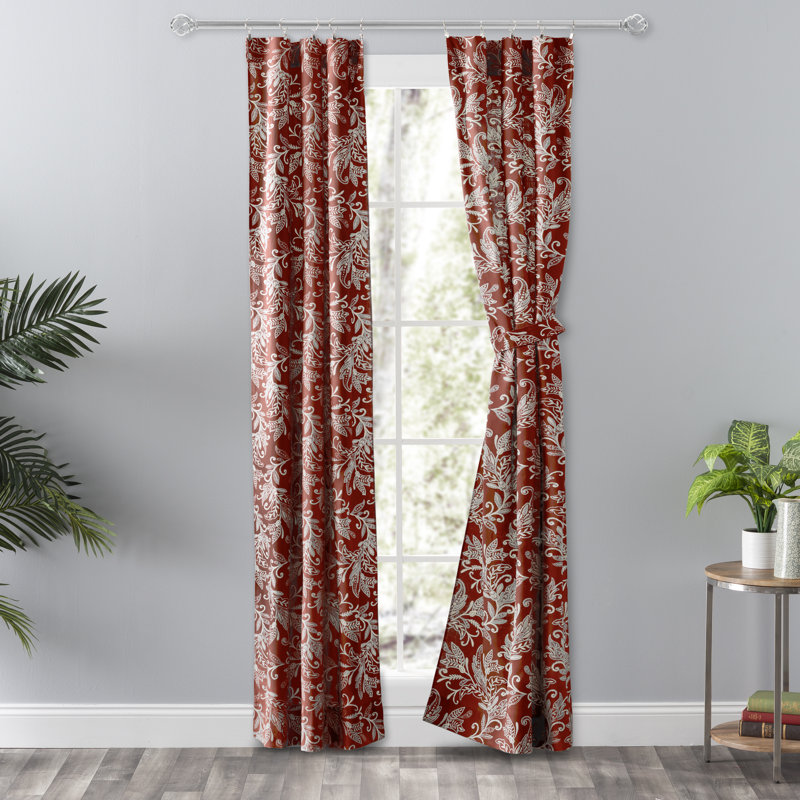Sanita Room Darkening Curtain Pair, Brick, 28" x 84"