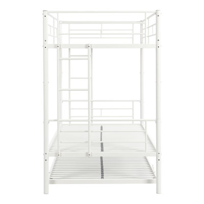 Lit superposé en métal avec lit gigogne en blanc - Structure solide, double structure en métal peu encombrante, pas besoin de sommier