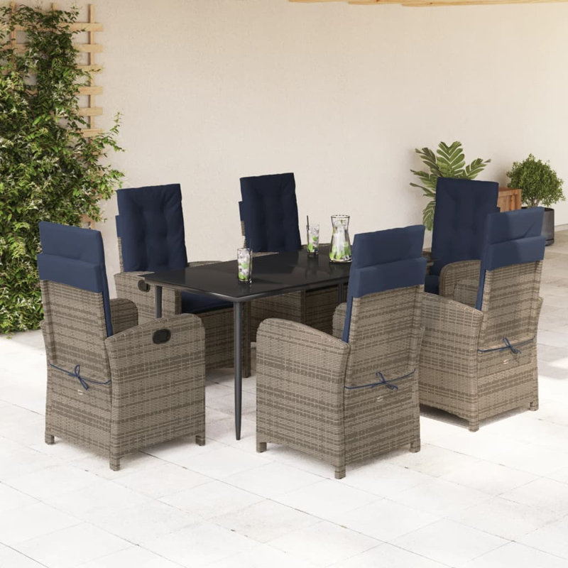 Table de salle à manger rectangulaire Vidaxl, Beige, Noir, 6