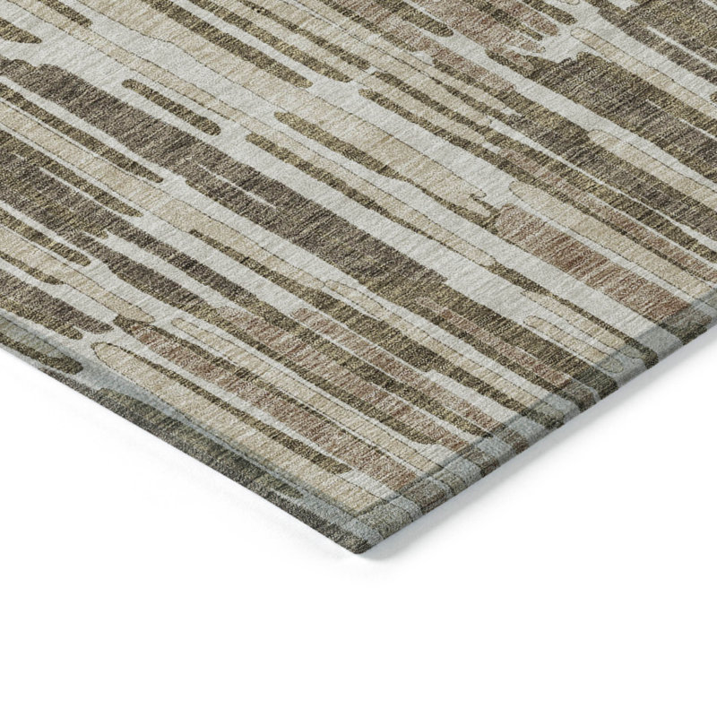 Tapis intérieur lavable abstrait 3 pi x 5 pi brun et taupe