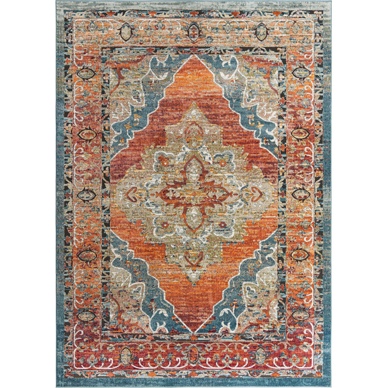 Tapis traditionnel Charian rouille oriental, Rectangle 10 pi x 14 pi