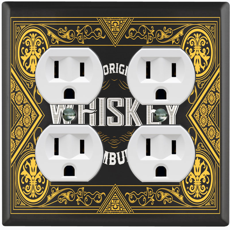 Plaque murale en métal 2 prises Whiskey Original