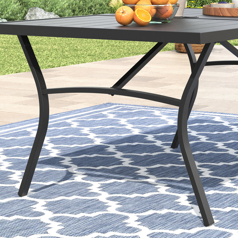 Ensemble repas 63 "avec très grande table rectangulaire et 6 chaises empilables, Rouge / Noir