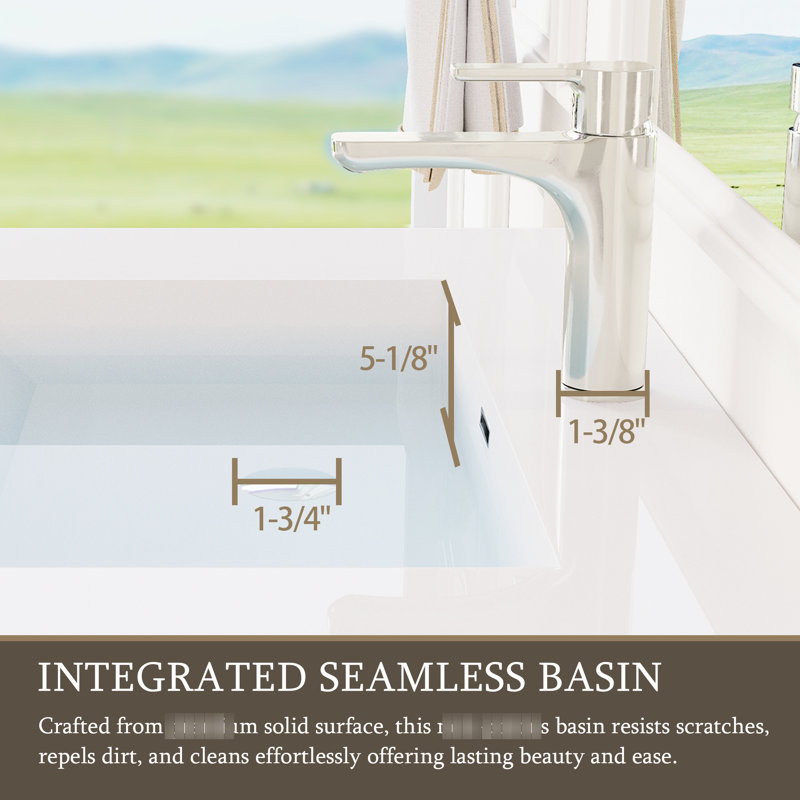 Meuble-lavabo suspendu de 61 cm (24 po), rangement mural avec lavabo, comptoir en résine, tiroirs à fermeture amortie, plomberie facile, conception durable.