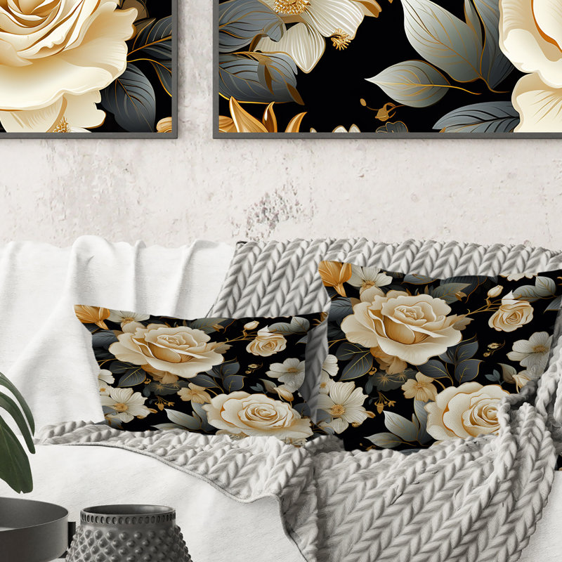 Coussin décoratif Timeless Beige Rose Elegant Bouquet, H 16 po x l 16 po