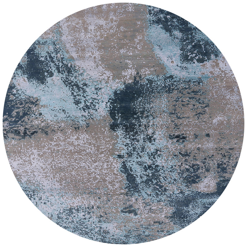 Tapis bleu / gris Brethren, Rond 4 pi