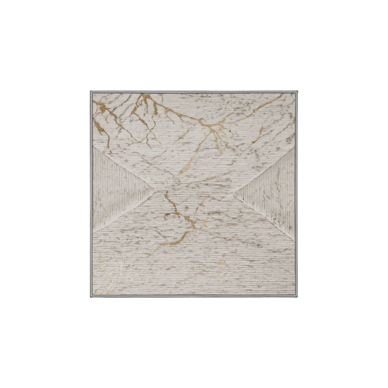 Machine Washable Gray Area Rug, Square 4'