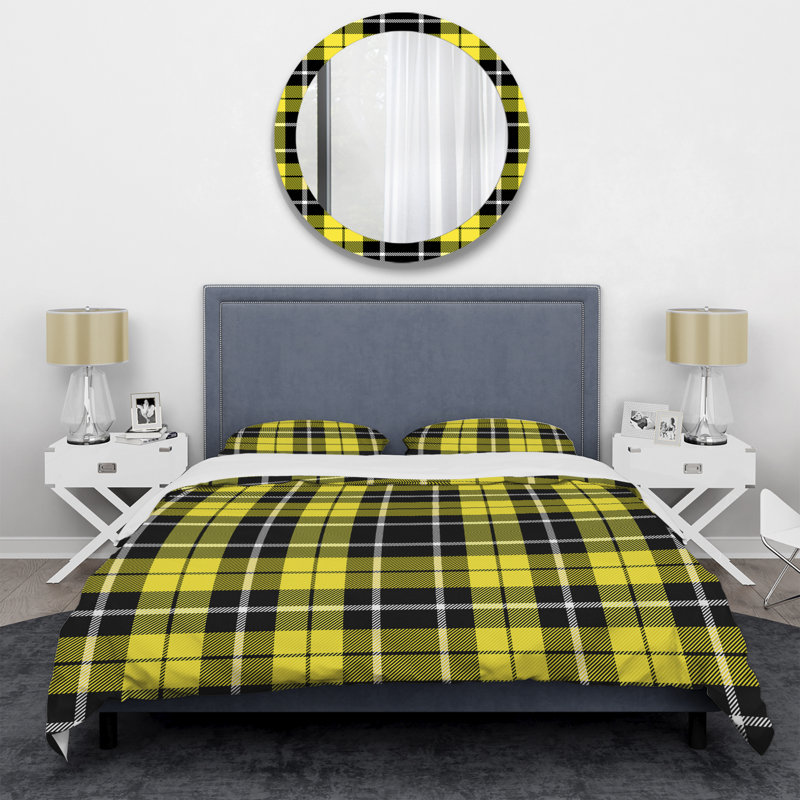 Ensemble de housse de couette en microfibre jaune / brun 3 pièces, Housse de couette pour très grand lit et 2 très