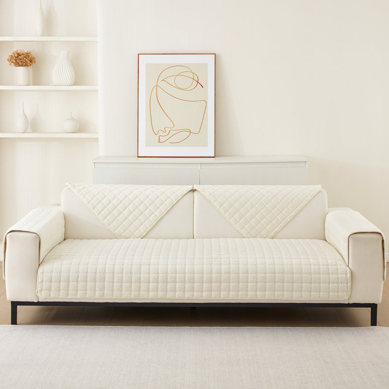 Housse pour canapé en flanelle à coussins carrés (excluant les accoudoirs ou les dossiers), L 59 po x P 28 po, Beige