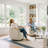 Modern Jacquard Swivel Barrel Accent Chair with Wood Base, Fully Assembled