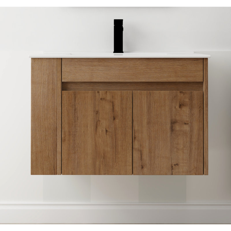 Meuble-lavabo de 30 pouces avec lavabo en céramique blanche et tablette réglable