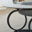 Tables basses rondes imbriquées - et plateau en faux marbre avec structure en métal robuste