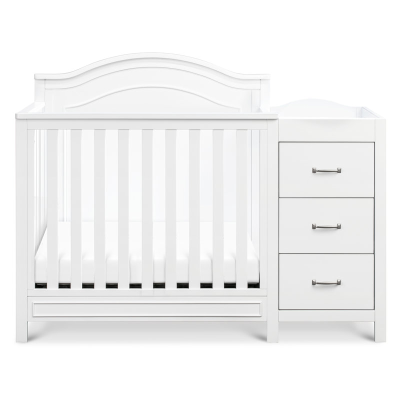 White 4-in-1 Convertible Mini Crib with Changer