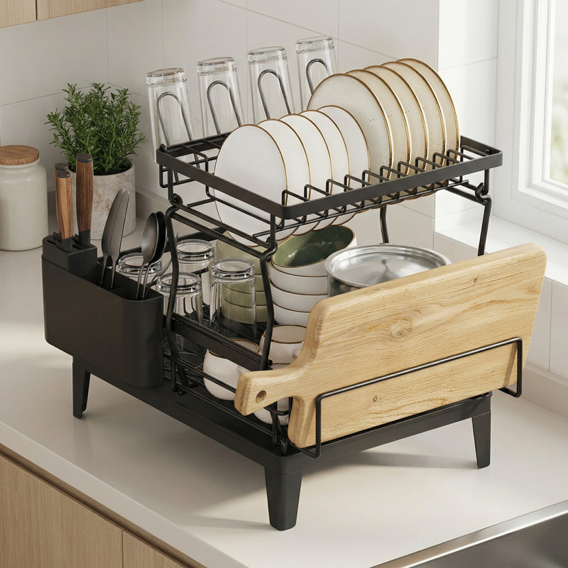 Dish, Glass & Flatware Rack, Ink Black