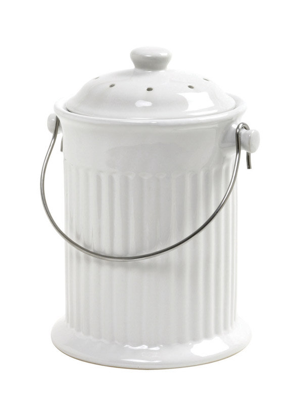 1 Gallon Kitchen Composter, Ceramic White