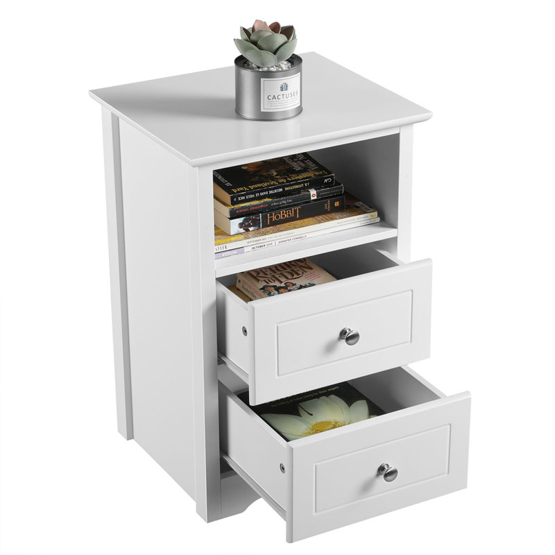 2 Drawer End Table with Cubby