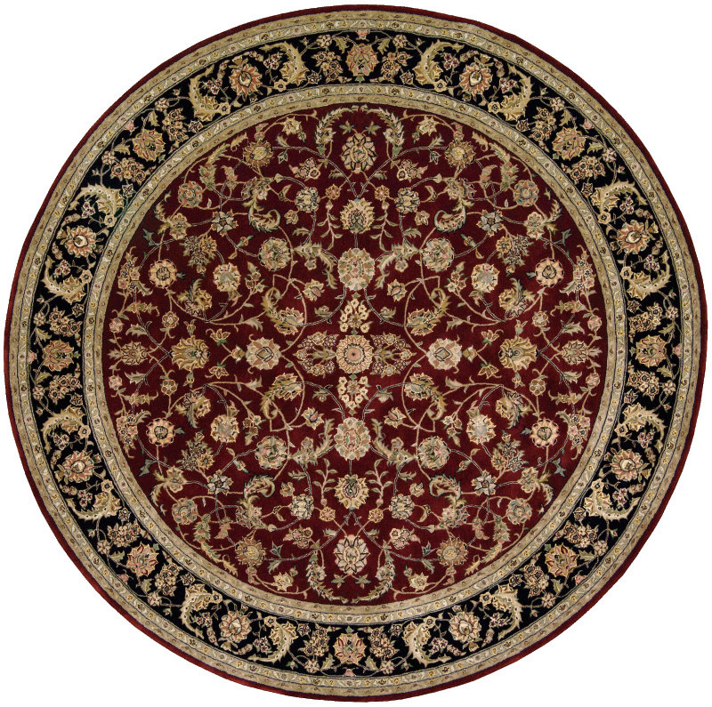 Oakleaf Wool Oriental Indoor Rug, Round 4'