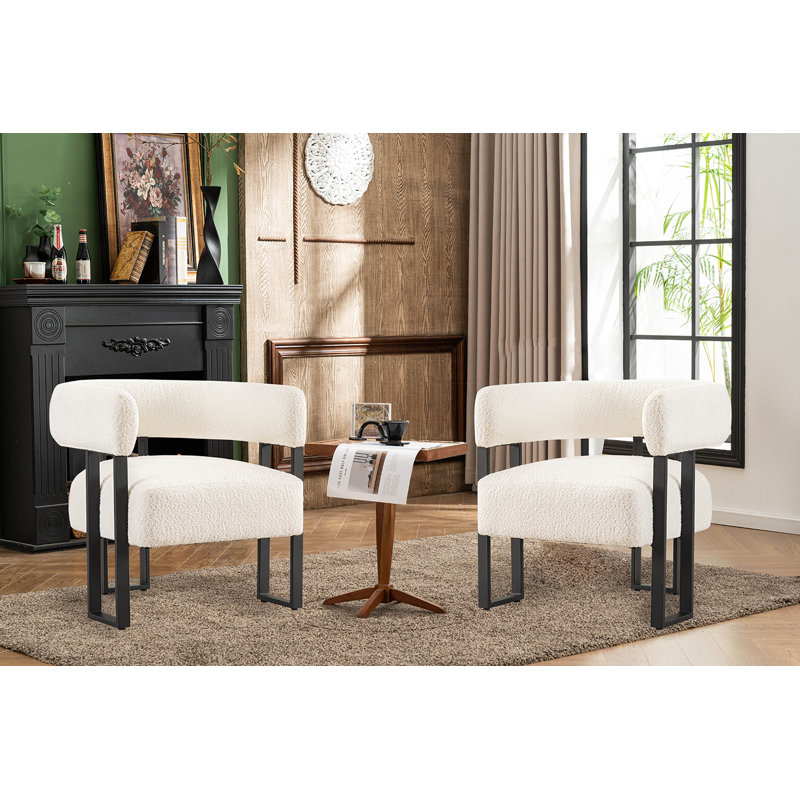 Fauteuil d'appoint à oreilles Macao, Blanc cassé