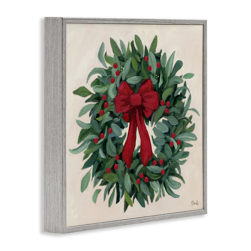 Ruban de houx avec couronne giclée, design par Kate Sherrill, H 17 po x l 17 po, Estampe numérique Farmhouse