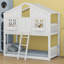 Lit superposé House avec toit, fenêtre, boîte de fenêtre, porte, avec barrières de sécurité et échelle-114400123