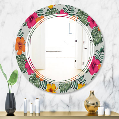 Retro tropical Leaves III Wall Mirror