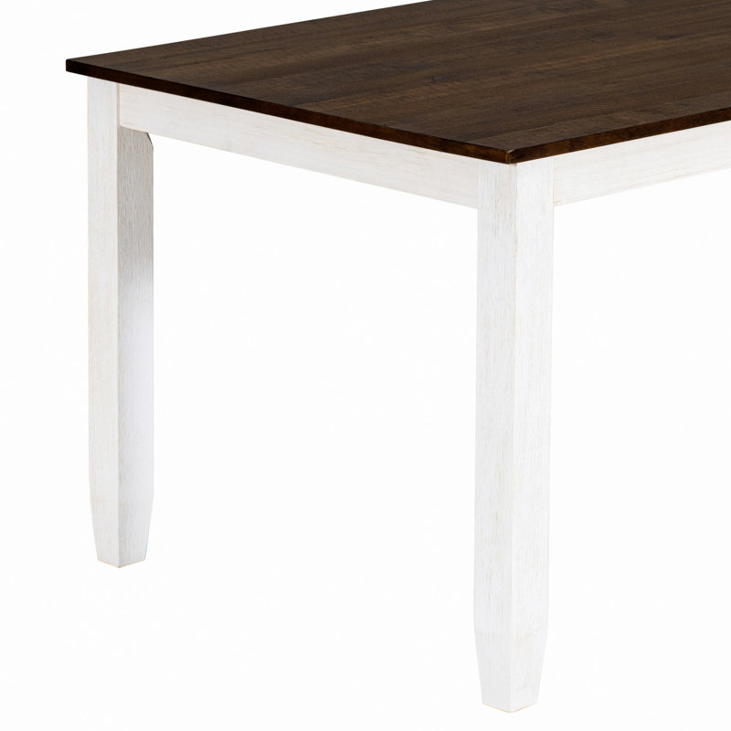Rustic Style 6-Piece Dining Room Table Set, Brown, Brown/White