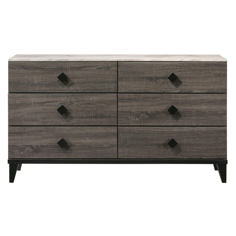 Commode double 6 tiroirs en bois Wilton