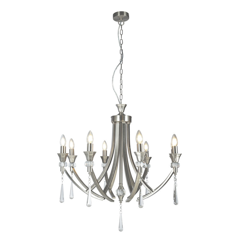 Eddings 8 - Light Candle Style Chandelier, Satin Chrome