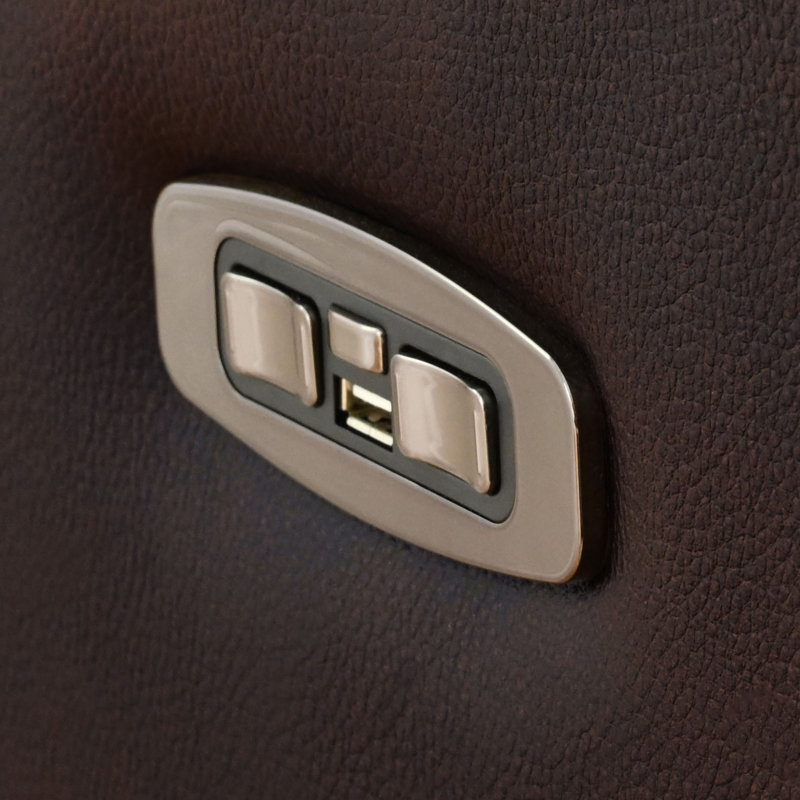 Fauteuil inclinable standard à bouton-poussoir en cuir véritable de 38 po de large Chevelle, Brun foncé