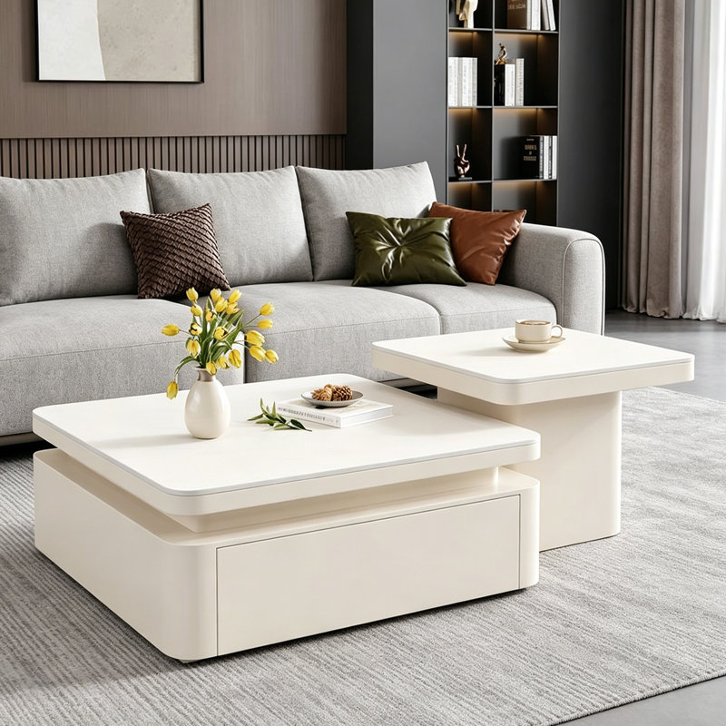 Ensemble de tables basses Square Creative, White, H 14,17 po x l 27,55 po x P 27,55 po