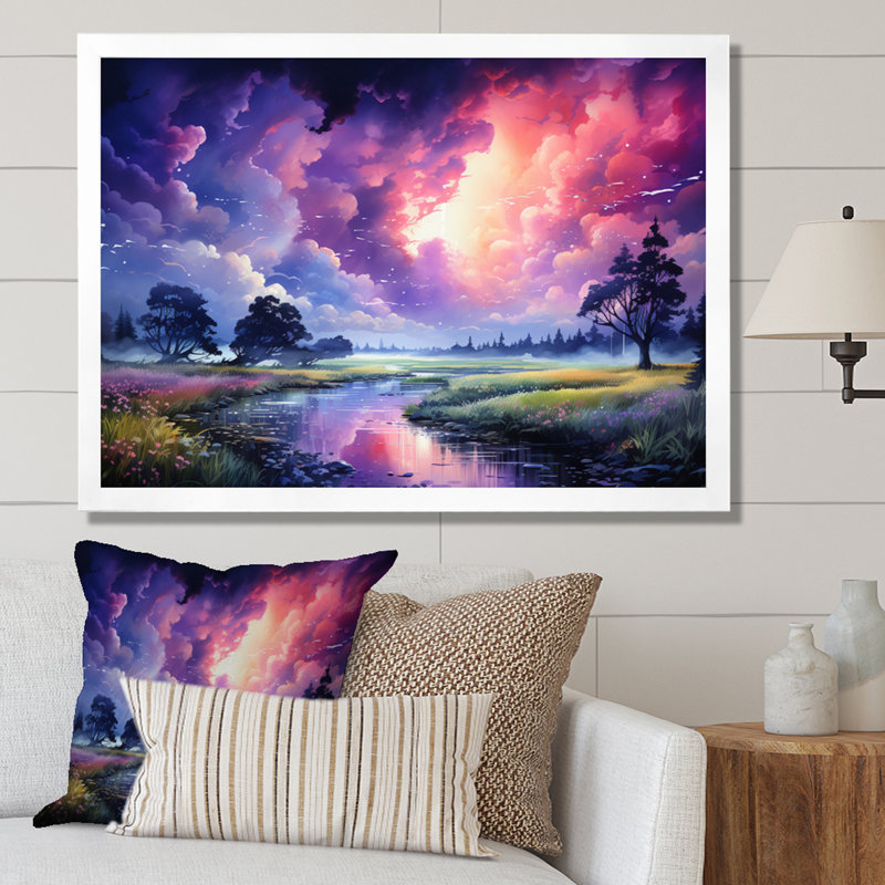 «Storm Dancing Rainbows I» sur toile, H 34 po x l 44 po x P 1,5 po, Cadre simple blanc