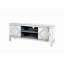 Meuble télé en miroir pour téléviseur de 65 pouces et plus, console de télévision argentée avec rangement ouvert et 2 armoires de rangement, portes de miroir étincelantes en forme de diamant pour le salon
