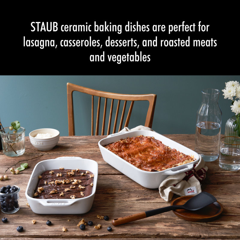 Staub Ceramic 2-piece Rectangular Baking Dish Set, White