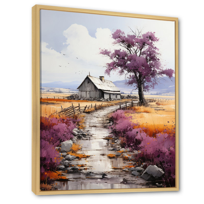 Héritage mauve campagnard, H 32 po x l 24 po x P 1 po, Toile naturelle avec cadre flottant